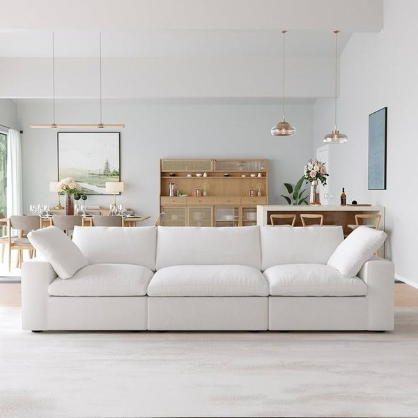 3-Seat Linen Fabric Sofa