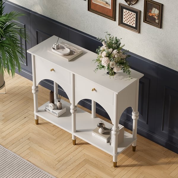 Entryway Console Table with Hooks