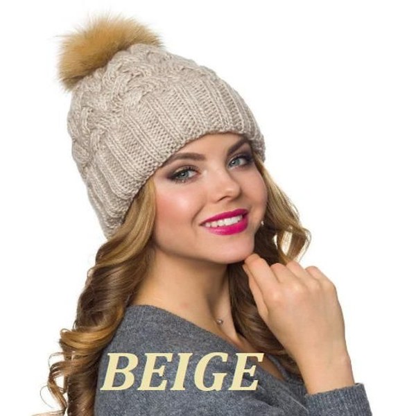 Fleece-Lined Pom Pom Beanie